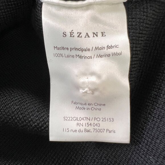Sezane Bettany Cardigan Jacket Merino Wool in Black & Ecru Size Medium - Picture 9 of 12